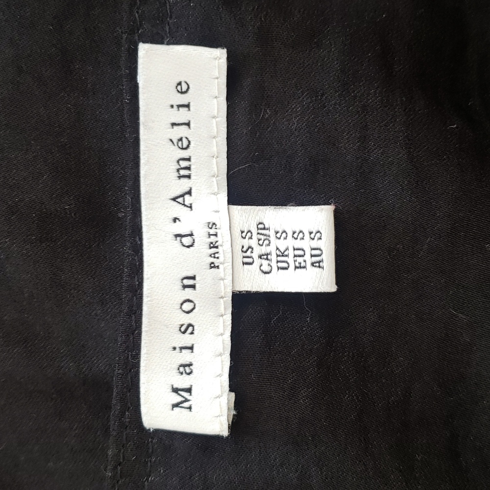 ANTHROPOLOGIE Maison d'Amelie Silky Black V-Neck Long Sleeve Blouse Small - Picture 12 of 13